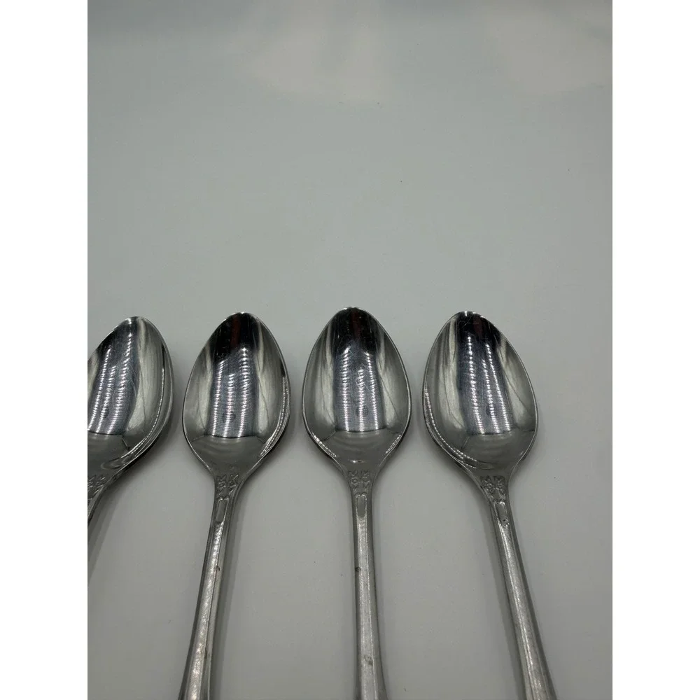 Ekco Eterna Florentine Stainless Teaspoons Set of 6 Floral Flatware Hong Kong
